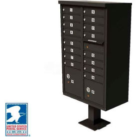Florence Manufacturing Company 1570-16DBAF Vital Cluster Box Unit, 16 Mailboxes, 2 Parcel Lockers, Dark Bronze image.