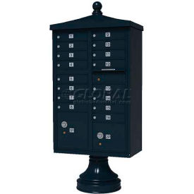 Florence Manufacturing Company 1570-16V2BK Vital Cluster Box Unit w/Vogue Traditional Accessories, 16 Unit & 2 Parcel Lockers, Black image.