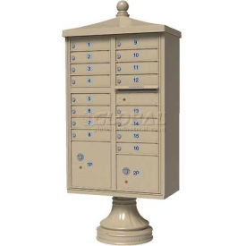 Florence Manufacturing Company 1570-16V2SD Vital Cluster Box Unit w/Vogue Traditional Accessories, 16 Unit & 2 Parcel Lockers, Sandstone image.