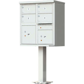 Florence Manufacturing Company 1570-4T5AF Vital Cluster Box Unit, 4 Mailboxes & 2 Parcel Lockers, Postal Grey image.