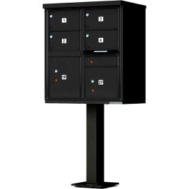 Florence Manufacturing Company 1570-4T5BKAF Vital Cluster Box Unit, 4 Mailboxes & 2 Parcel Lockers, Black image.
