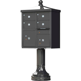 Florence Manufacturing Company 1570-4T5V2DBAF Vital Cluster Box Unit w/Vogue Traditional Accessories, 4 Mailboxes & 2 Parcel Lockers, Dark Bronze image.