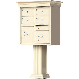 Florence Manufacturing Company 1570-4T5VSDAF Vital Cluster Box Unit w/Vogue Classic Accessories, 4 Mailboxes & 2 Parcel Lockers, Sandstone image.