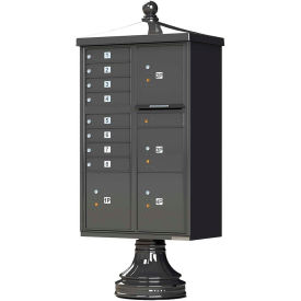 Florence Manufacturing Company 1570-8T6V2DBAF Vital Cluster Box Unit w/Vogue Traditional Accessories, 8 Mailboxes & 4 Parcel Lockers, Dark Bronze image.