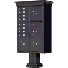 Florence Manufacturing Company 1570-8T6VBKAF Vital Cluster Box Unit w/Vogue Classic Accessories, 8 Mailboxes & 4 Parcel Lockers, Black image.