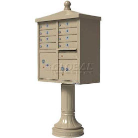 Florence Manufacturing Company 1570-8V2SD Vital Cluster Box Unit w/Vogue Traditional Accessories, 8 Unit & 2 Parcel Lockers, Sandstone image.