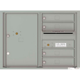 Florence Manufacturing Company 4C06D-04SS Florence Versatile 4C Mailbox 4C06D-04, 23-1/4"H, 4 Mailboxes, 1 Parcel, Front Loading, Silver, USPS image.