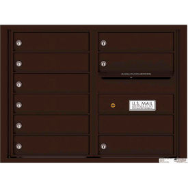 Florence Manufacturing Company 4C06D-09DB Florence Versatile 4C Mailbox 4C06D-09, 23-1/4"H, 9 Mailboxes, Front Loading, Aluminum, Brown, USPS image.