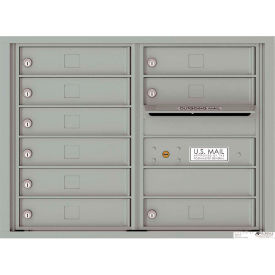 Florence Manufacturing Company 4C06D-09SS Florence Versatile 4C Mailbox 4C06D-09, 23-1/4"H, 9 Mailboxes, Front Loading, Aluminum, Silver, USPS image.