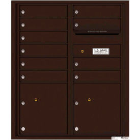 Florence Manufacturing Company 4CADD-10DB Florence Versatile 4C Mailbox 4CADD-10, 37-1/4"H, 10 Mailboxes, 2 Parcel, Front Loading, Brown, USPS image.