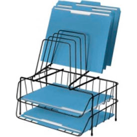 Fellowes Manufacturing 72391 Fellowes Two Letter Tray Organizer w/Step File Black image.