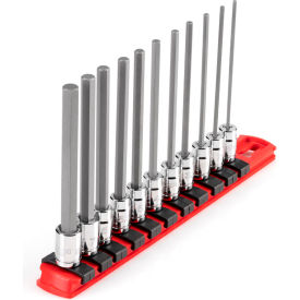 Tekton 1/4 Drive Long Hex Bit Socket Set with Rail 11 Pieces 