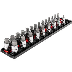 Tekton 1/2" Drive Hex Bit Socket Set with Rails & Tray 23 Piece 
