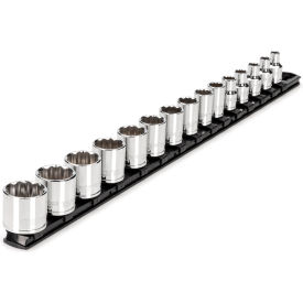 Tekton 3/8 Drive Shallow 12-Point Socket Set with Rail 15 Pieces 