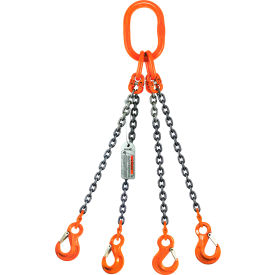 Quad Leg Chain Sling with Sling Hook and Grab Hook, 9/32" x 10', Grade 100 view 2