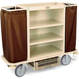 Forbes Steel Housekeeping Cart with Under Deck Shelf, Beige - 2107-BE