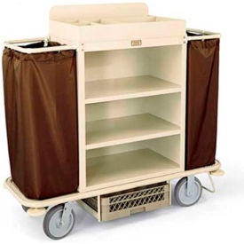 Forbes Industries 2148-BE Forbes Steel Housekeeping Cart w/Under Deck Shelf & Organizer, Beige - 2148-BE image.