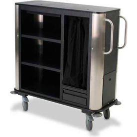 Forbes Plastic Suite Cart w/Stainless Steel Corners & Handles, Black - 2279-EN