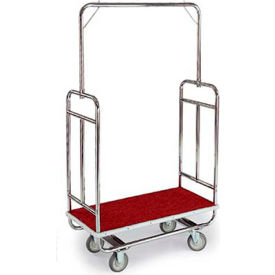 Forbes Industries H1210-5C-RD-GY Forbes Standard Bellman Cart H1210-5C-RD-GY Chrome, Red Carpet, Gray Bumper, 8" Rubber image.