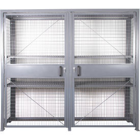 Folding Guard LPC-9618-7 Folding Guard® Stor-More 1-Tier 2 Door Security Locker, 96"W x 18"D x 84"H, Gray, Assembled image.