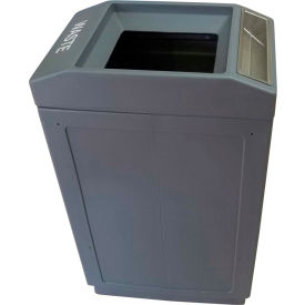 Forte Product Solutions 8002045 Forte 39 Gallon Sidekick™ Open Top Waste Container w/Ashtray, Gray - 8002045 image.
