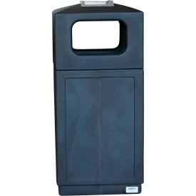 Forte Product Solutions 8002155 Forte 39 Gallon Hooded Plastic Waste Container w/Metal Ashtray, Black - 8002155 image.
