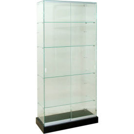 Frameless Glass Showcase Full Vision 36"W x 16"D x 72"H 4 Shelves