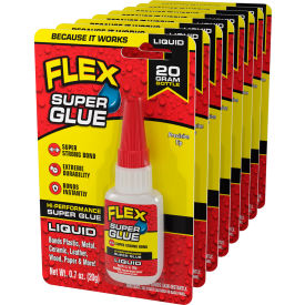 Flex Super Glue, 20g Liquid Bottle, Clear, 8/Case view 2
