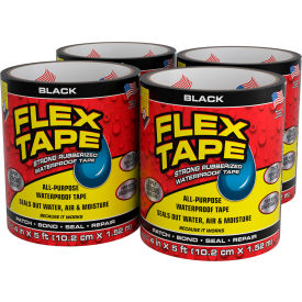 Flex Tape Strong Rubberized Waterproof Tape, 4" x 5', Black, Pack of 4 view 2