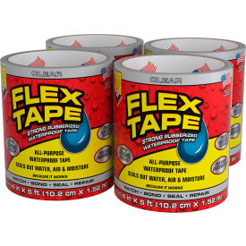 Flex Seal® Flex Tape® Strong Rubberized Waterproof Tape 4" x 5' Clear Pack of 4
