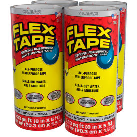 Strong Rubberized Waterproof Tape, 8" x 5', Clear, 4/Case view 2