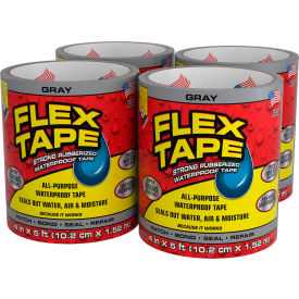 Strong Rubberized Waterproof Tape, 4" x 5', Gray, 4/Case view 2