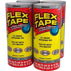Strong Rubberized Waterproof Tape, 8" x 5', Gray, 4/Case view 2