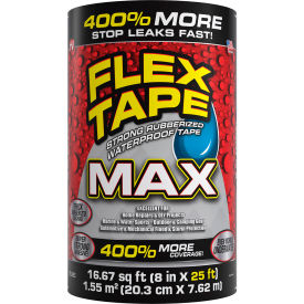 Max Strong Rubberized Waterproof Tape, 8" x 25', Black, 3/Case view 2