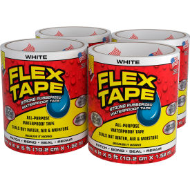 Flex Seal® Flex Tape® Strong Rubberized Waterproof Tape 4" x 5' White Pack of 4