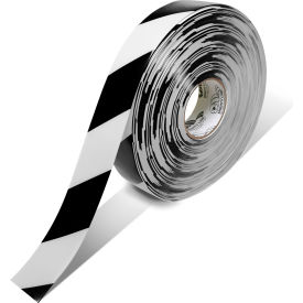 Safety Floor Tape, 2"W x 100'L, 50 Mil, Striped, Black/White view 2