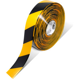 Polyester Safety Floor Tape, 2"W x 100'L, 50 Mil, Black/Yellow view 2