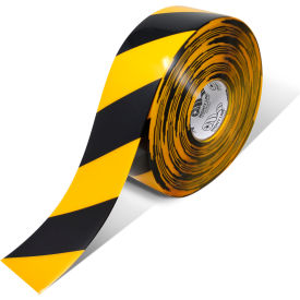 Polyester Safety Floor Tape, 3"W x 100'L, 50 Mil, Black/Yellow view 2