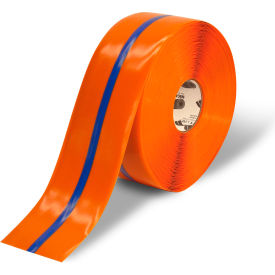 Polyester Safety Floor Tape, 4"W x 100'L, 50 Mil, Blue/Orange view 2