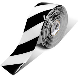 Chevron Safety Floor Tape, 4"W x 100'L, 50 Mil, Striped, Black/White view 2