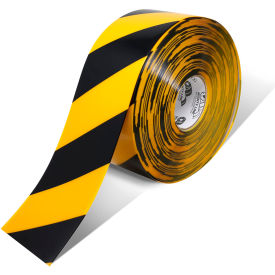 Chevron Safety Floor Tape, 4"W x 100'L, 50 Mil, Striped, Black/Yellow view 2