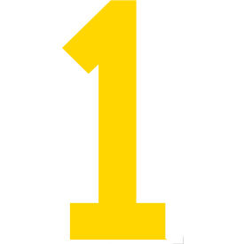 Floor Location Marker, Number 1, 10"W x 4-1/2"L, 20 Mil, Yellow, 10/Pack view 2