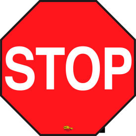 16" Octagon Standard Floor Marking Sign, Stop, Red view 2