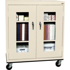 Cabinets Mobile Sandusky Mobile Clear View Counter Height Storage Cabinet Ta2v362442 36x24x48 Putty 603064py Globalindustrial Com