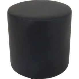 Global Industrial 695629BK-AM Interion® Antimicrobial Round Reception Ottoman, Black image.