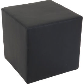 Global Industrial 695630BK-AM Interion® Antimicrobial Cube Reception Ottoman, Black image.