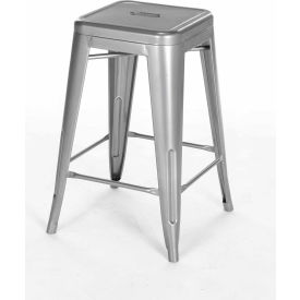 Global Industrial 695725-24-GY Interion® 24"H Steel Counter Height Stool - Silver - 4/Pack image.