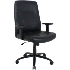 Global Industrial 695504-AM Interion® Antimicrobial Bonded Leather Big & Tall Executive Chair, Black image.