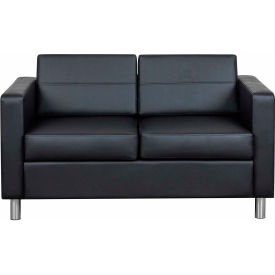 Global Industrial 695736-AM Interion® Antimicrobial Upholstered Leather Loveseat, Black image.