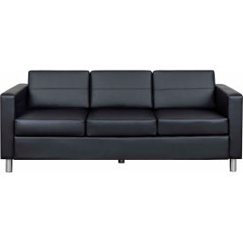 Global Industrial 695737-AM Interion® Antimicrobial Upholstered Leather Sofa, Black image.